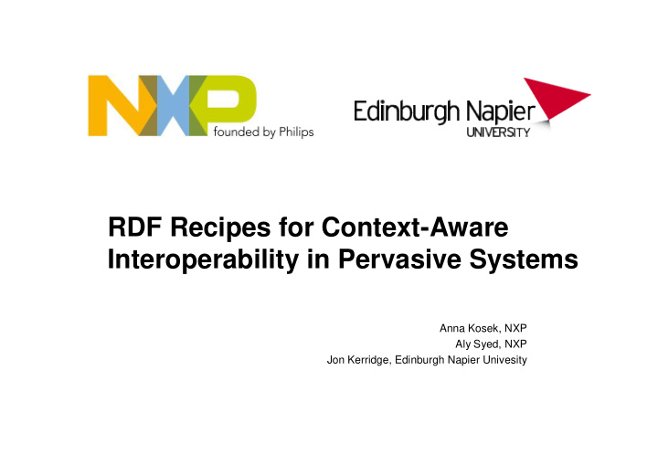 rdf recipes for context aware interoperability in