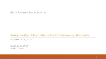 Global Forum on Gender Statistics  Making Data Open, Interoperable, and credible to improve gender