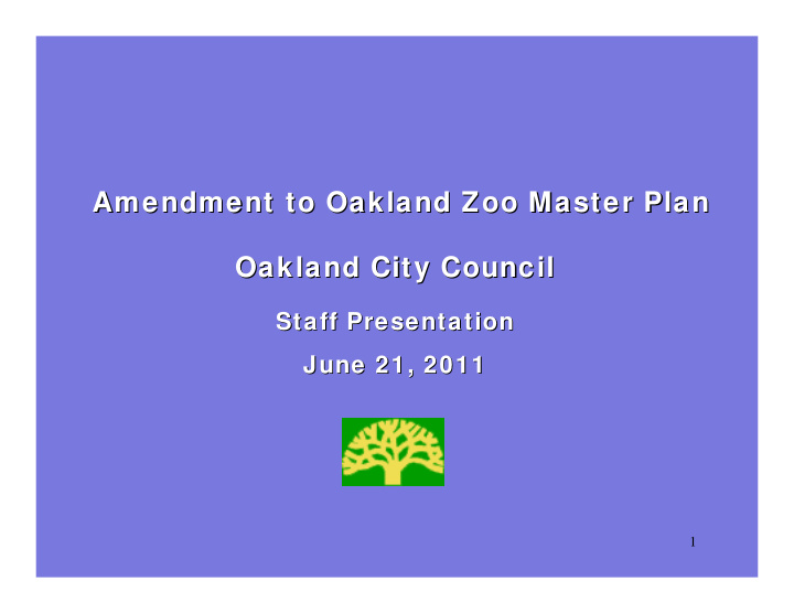 amendment to oakland zoo master plan to oakland zoo