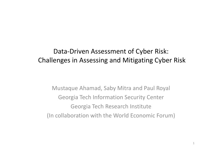 data driven assessment of cyber risk challenges in
