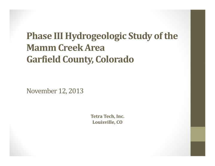 phase iii hydrogeologic study of the mamm creek area