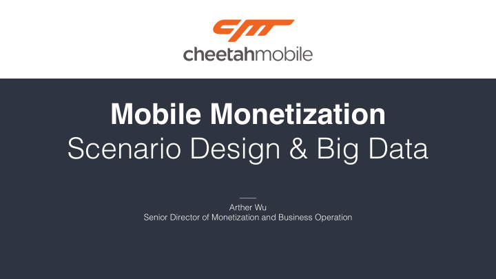 mobile monetization scenario design big data
