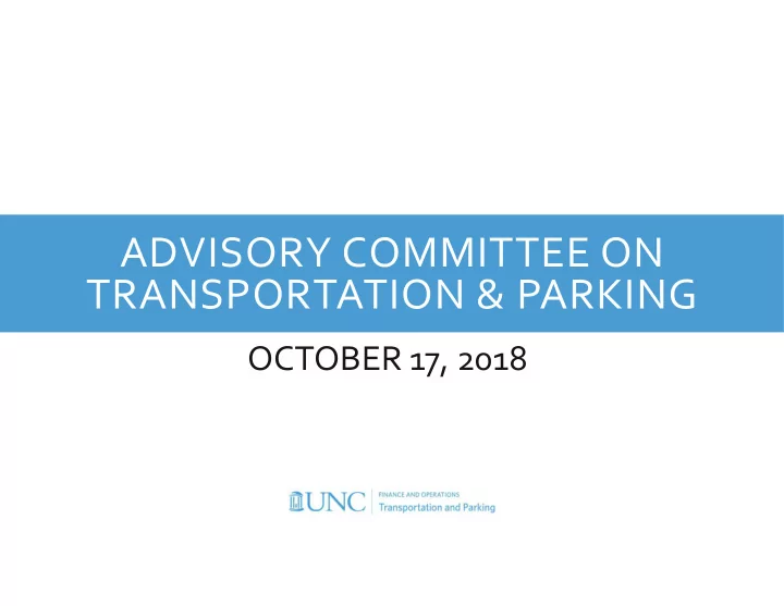 advisory committee on transportation parking