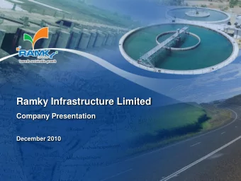 Ramky Infrastructure Limited  Company Presentation  December 2010  Disclaimer This Presentation and