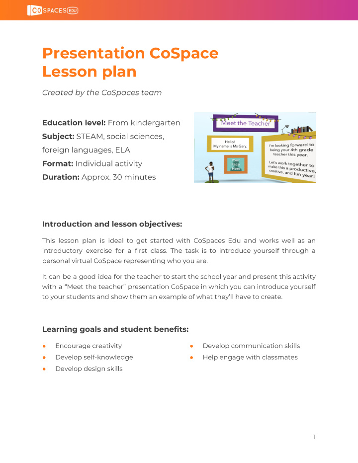 presentation cospace lesson plan