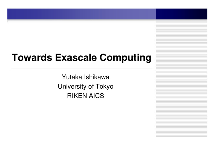 towards exascale computing