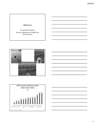 Welcome  Dr. Randall W. Williams  Director, Department of Health and  Senior Services  GDP Growth