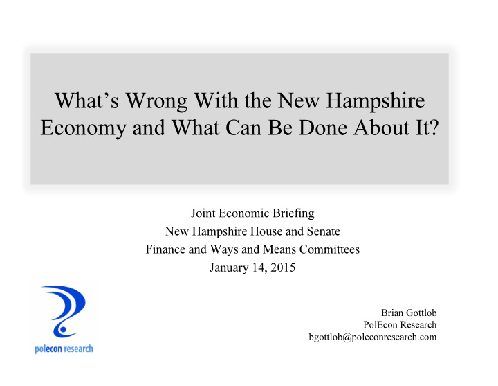 what s wrong with the new hampshire economy and what can