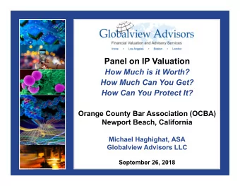 Panel on IP Valuation  How Much is it Worth?  Title of Presentation  How Much Can You Get?  Goes