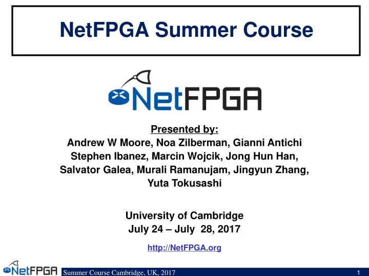 netfpga summer course