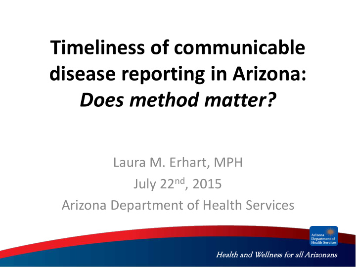 timeliness of communicable disease reporting in arizona