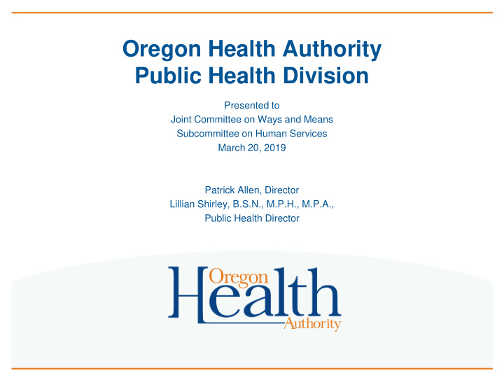 oregon health authority public health division