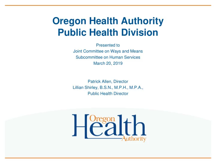 oregon health authority public health division