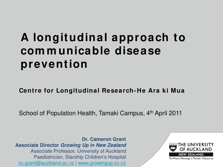 a longitudinal approach to com m unicable disease