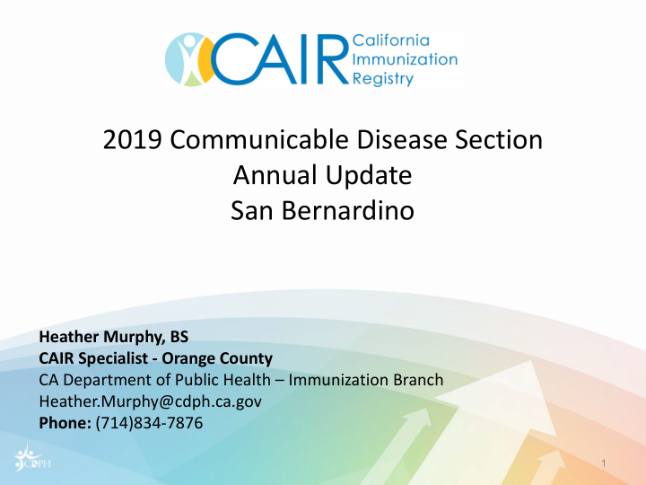 2019 communicable disease section annual update san