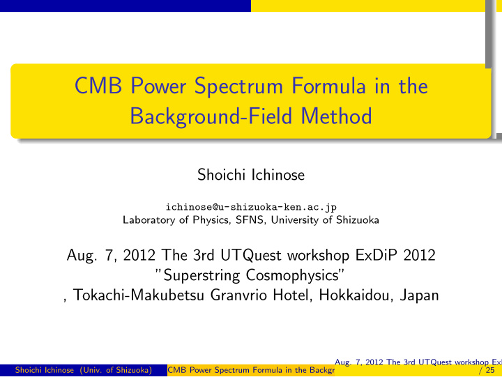 cmb power spectrum formula in the background field method