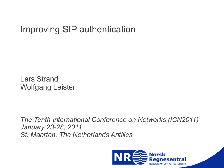 improving sip authentication