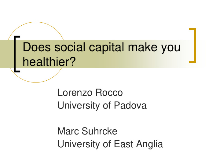 does social capital make you healthier