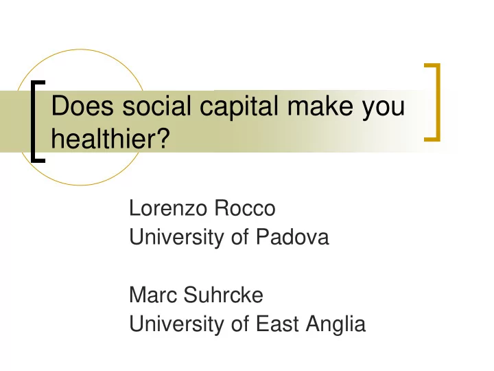 does social capital make you healthier