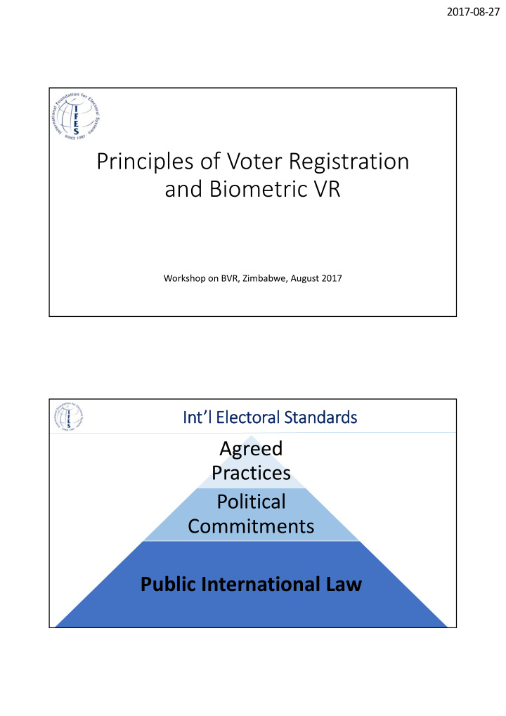 principles of voter registration and biometric vr