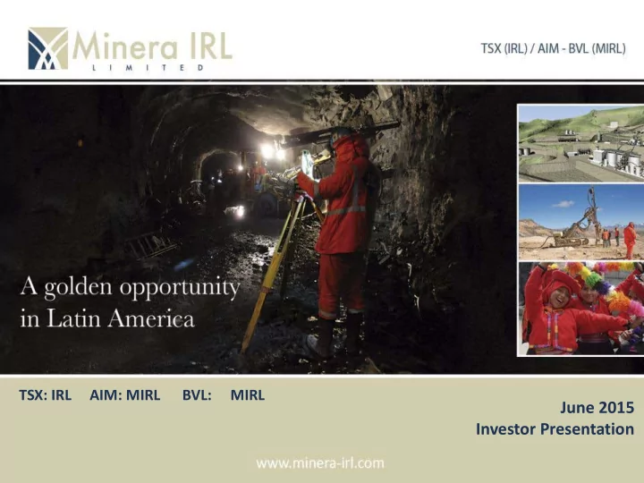 june 2015 investor presentation forward looking statements