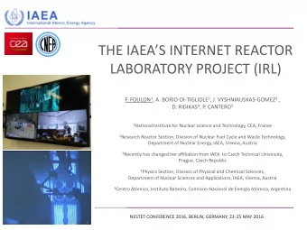 THE IAEAS INTERNET REACTOR  THE IAEAS INTERNET REACTOR LABORATORY  PROJECT (IRL)  LABORATORY