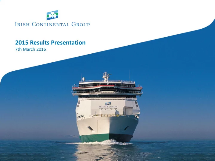 2015 results presentation