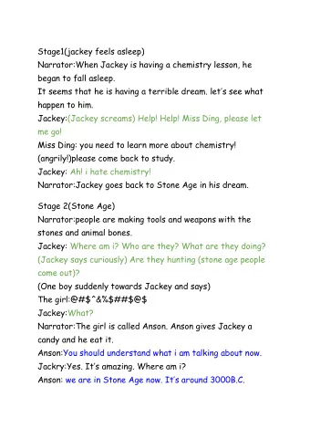 Narrator:When Jackey is having a chemistry lesson, he began to fall asleep.  It seems that he is