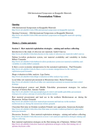 Presentation Videos  Opening  10th International Symposium on Knappable Materials