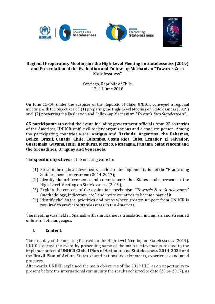 regional preparatory meeting for the high level meeting