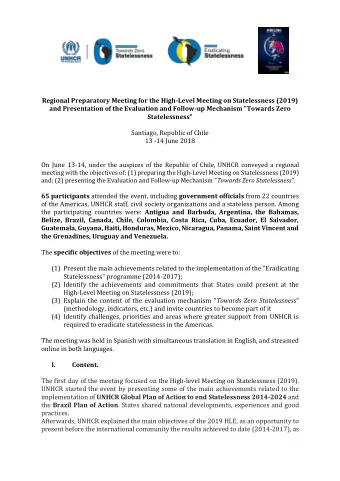 Regional Preparatory Meeting for the High-Level Meeting on Statelessness (2019)  and Presentation
