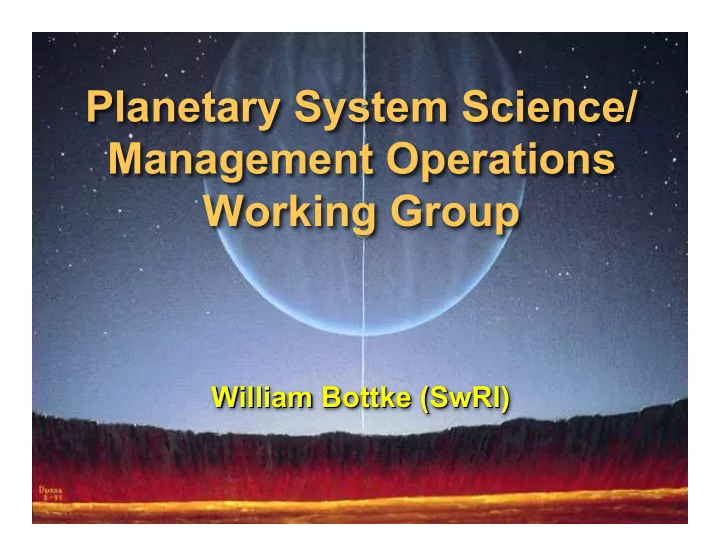 planetary system science management operations working