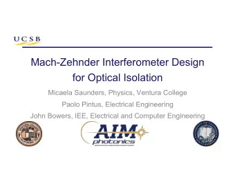 Mach-Zehnder Interferometer Design  for Optical Isolation  Micaela Saunders, Physics, Ventura