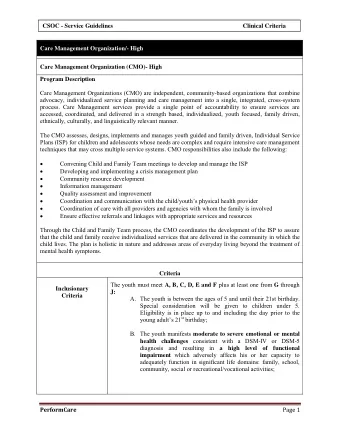 CSOC - Service Guidelines