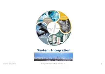 System Integration  October 2nd, 2018  A long walk begins with the first step   1  History