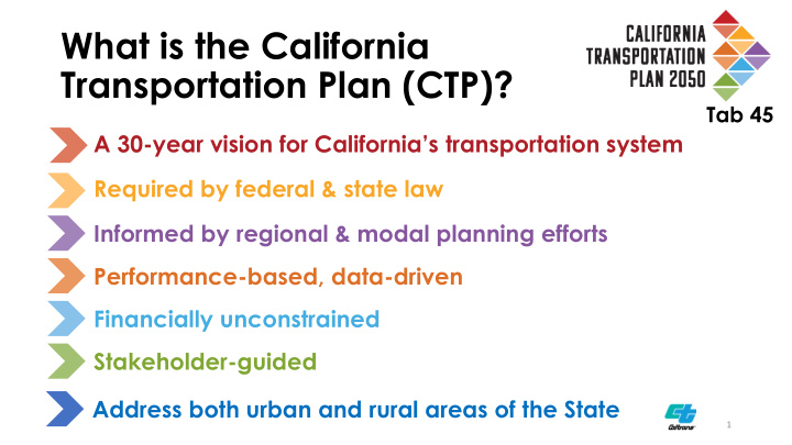 what is the california transportation plan ctp