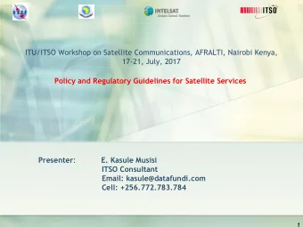 Email: kasule@datafundi.com  Cell: +256.772.783.784  1  Topics Outline  Radio Regulatory