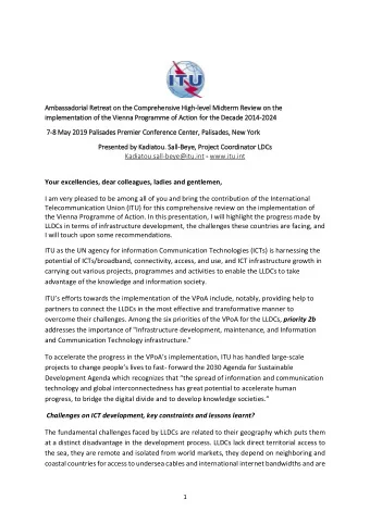 Ambassadorial Retreat on  on the Comprehensive High-level Midterm Review on  on the  implementation