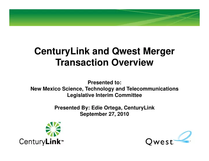 centurylink and qwest merger centurylink and qwest merger