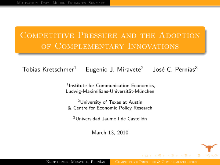 competitive pressure and the adoption of complementary