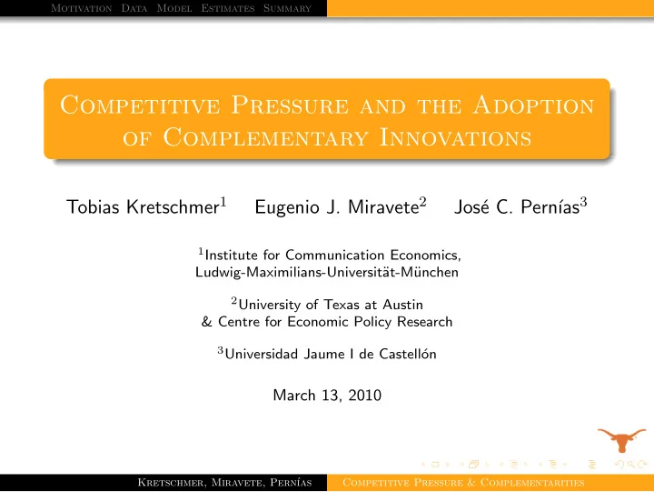 competitive pressure and the adoption of complementary