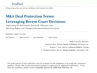 Presenting a live 90-minute webinar with interactive Q&amp;A  M&amp;A Deal Protection Terms: