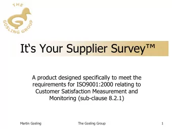 Its Your Supplier Survey  A product designed specifically to meet the  requirements for