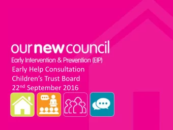 Early Help Consultation Childrens Trust Board 22 nd September 2016  Introduction The purpose of