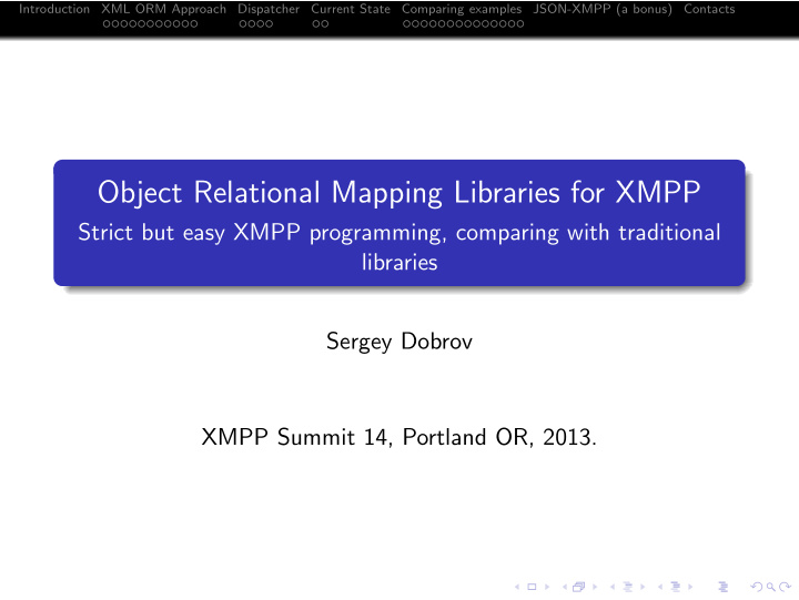 object relational mapping libraries for xmpp