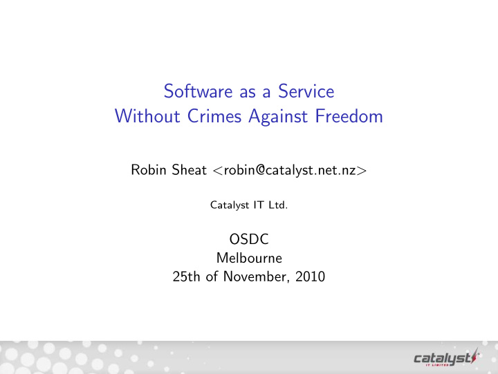 software as a service without crimes against freedom