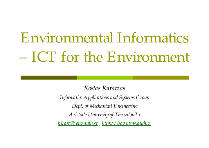 environmental informatics ict for the environment