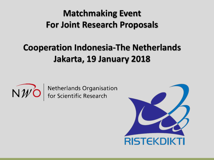 matchmaking event for joint research proposals