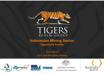 Indonesian Mining Sector  Opportunity Knocks  Tony Manini  CEO and Managing Director