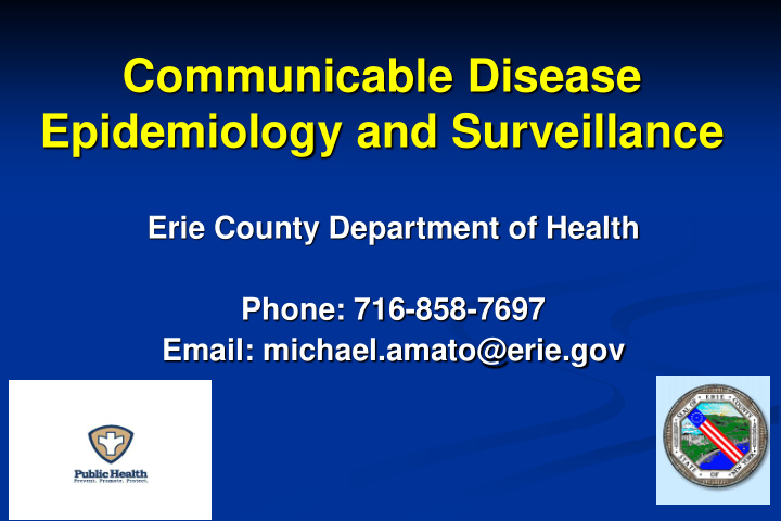 communicable disease epidemiology and surveillance